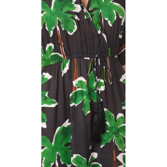 NEW Cooper Ella Jessa Caftan Maxi Dress Tropical Palm Tree V-Neck Surplice Long - Picture 7 of 12